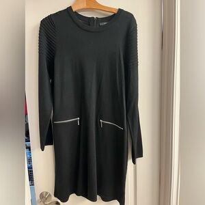 Tahari trendy black merino wool dress
